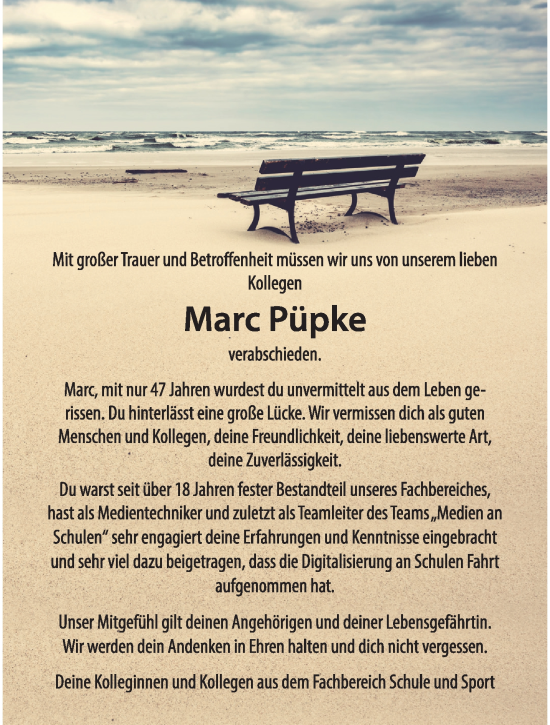 Traueranzeige von Marc Püpke von trauer.extra-tipp-moenchengladbach.de