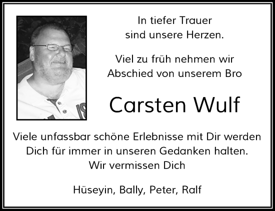 Traueranzeige von Carsten Wulf von trauer.wuppertaler-rundschau.de