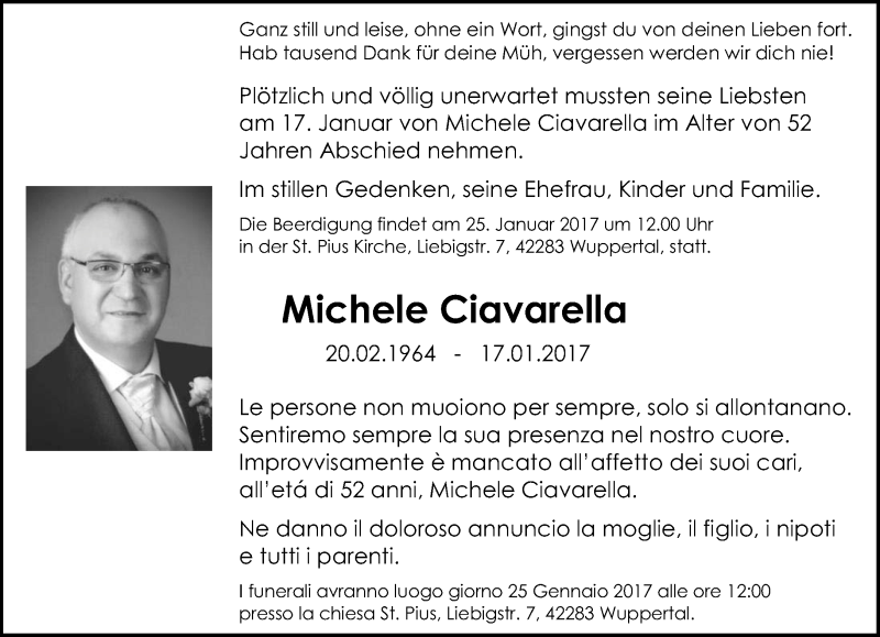 Traueranzeigen von Michele Ciavarella Trauer und Gedenken