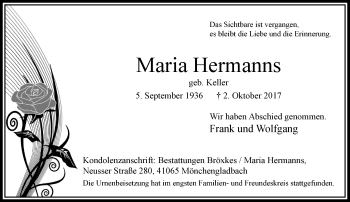 Traueranzeige von Maria Hermanns von trauer.extra-tipp-moenchengladbach.de