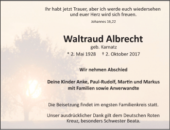 Traueranzeige von Waltraud Albrecht von trauer.extra-tipp-moenchengladbach.de