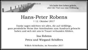 Traueranzeige von Hans-Peter Robens von trauer.extra-tipp-moenchengladbach.de