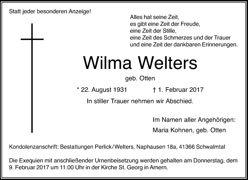  Traueranzeige für Wilma Wetters vom 05.02.2017 aus trauer.extra-tipp-moenchengladbach.de