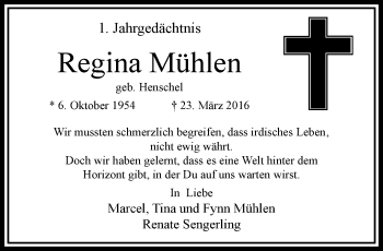 Traueranzeige von Regina Mühlen von trauer.extra-tipp-moenchengladbach.de