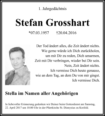 Traueranzeige von Stefan Grosshart von trauer.mein.krefeld.de