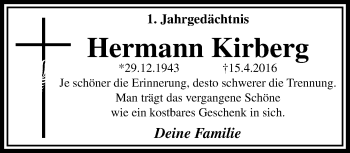 Traueranzeige von Hermann Kirberg von trauer.mein.krefeld.de
