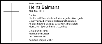 Traueranzeige von Heinz Belmans von trauer.mein.krefeld.de