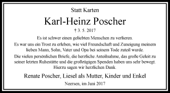 Traueranzeige von Karl-Heinz Poscher von trauer.extra-tipp-moenchengladbach.de