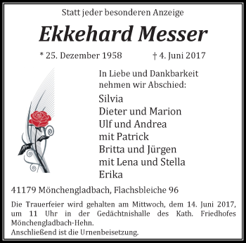 Traueranzeige von Ekkehard Messer von trauer.extra-tipp-moenchengladbach.de