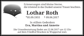 Traueranzeige von Lothar Roth von trauer.wuppertaler-rundschau.de