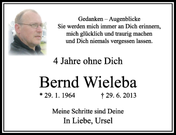 Traueranzeige von Bernd Wieleba von trauer.extra-tipp-moenchengladbach.de