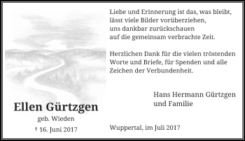 Traueranzeige von Ellen Gürtzgen von trauer.wuppertaler-rundschau.de