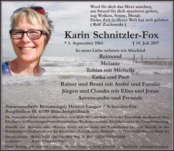 Traueranzeige von Karin Schnitzler-Fox von trauer.extra-tipp-moenchengladbach.de