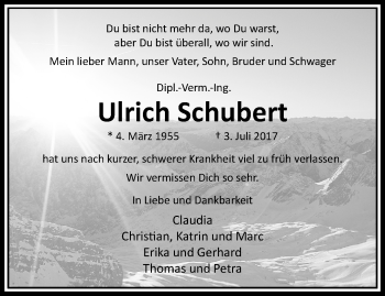 Traueranzeige von Ulrich Schubert von trauer.extra-tipp-moenchengladbach.de