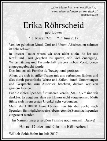 Traueranzeige von Erika Röhrscheid von trauer.extra-tipp-moenchengladbach.de