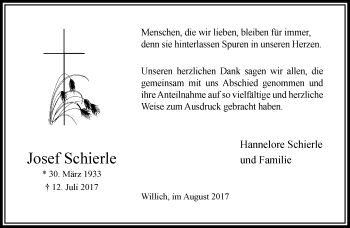 Traueranzeige von Josef Schierle von trauer.extra-tipp-moenchengladbach.de