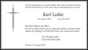 Traueranzeige von Karl Ledüc von trauer.extra-tipp-moenchengladbach.de