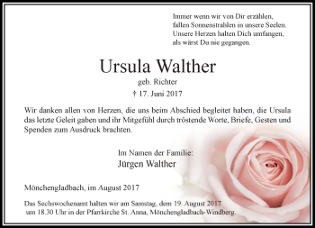 Traueranzeige von Ursula Walther von trauer.extra-tipp-moenchengladbach.de