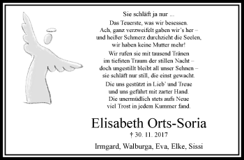 Traueranzeige von Elisabeth Orts-Soria von trauer.extra-tipp-moenchengladbach.de