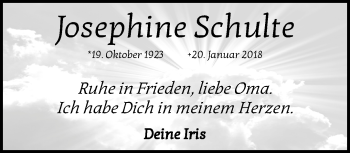 Traueranzeige von Josephine Schulte von trauer.mein.krefeld.de