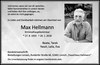 Traueranzeige von Max Hellmann von trauer.extra-tipp-moenchengladbach.de