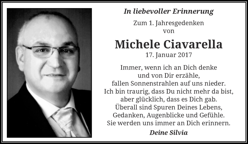 Traueranzeigen von Michele Ciavarella Trauer und Gedenken