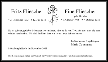 Traueranzeige von Fritz Fliescher von trauer.extra-tipp-moenchengladbach.de