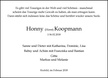 Traueranzeige von Honny Koopmann von trauer.mein.krefeld.de