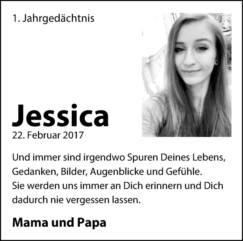  Traueranzeige für Jessica  vom 21.02.2018 aus trauer.mein.krefeld.de