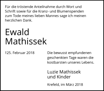 Traueranzeige von Ewald Mathissek von trauer.mein.krefeld.de