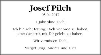 Traueranzeige von Josef Pilch von trauer.mein.krefeld.de