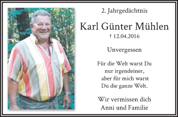 Traueranzeige von Karl Günter Mühlen von trauer.mein.krefeld.de