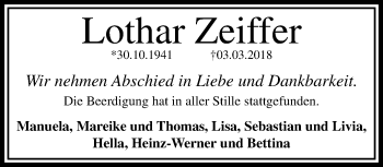 Traueranzeige von Lothar Zeiffer von trauer.mein.krefeld.de
