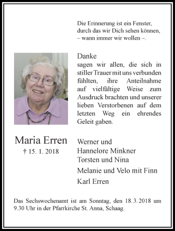 Traueranzeige von Maria Erren von trauer.extra-tipp-moenchengladbach.de