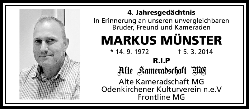  Traueranzeige für Markus Münster vom 04.03.2018 aus trauer.extra-tipp-moenchengladbach.de