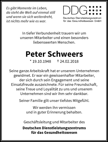 Traueranzeige von Peter Schweers von trauer.wuppertaler-rundschau.de