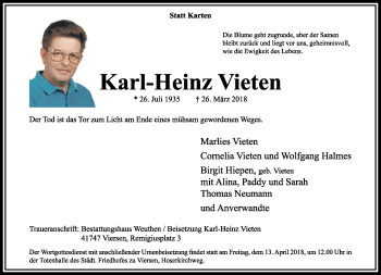 Traueranzeige von Karl-Heinz Vieten von trauer.extra-tipp-moenchengladbach.de