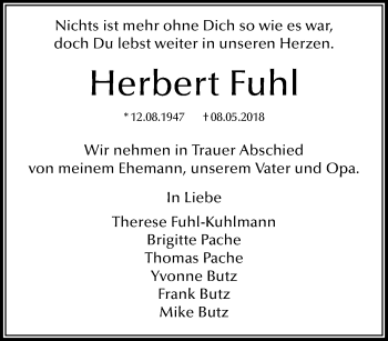Traueranzeige von Herbert Fuhl von trauer.mein.krefeld.de