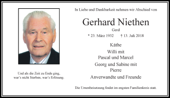 Traueranzeige von Gerhard Nietken von trauer.extra-tipp-moenchengladbach.de