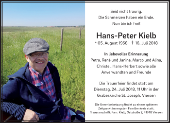 Traueranzeige von Hans-Peter Kielb von trauer.extra-tipp-moenchengladbach.de