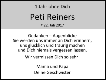 Traueranzeige von Peti Reiners von trauer.extra-tipp-moenchengladbach.de