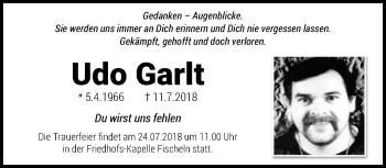 Traueranzeige von Udo Garlt von trauer.mein.krefeld.de