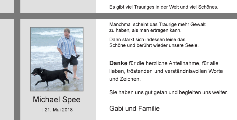  Traueranzeige für Michael Spee vom 19.08.2018 aus trauer.extra-tipp-moenchengladbach.de