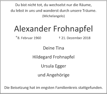 Traueranzeige von Alexander Frohnapfel von trauer.extra-tipp-moenchengladbach.de