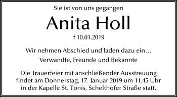 Traueranzeige von Anita Holl von trauer.mein.krefeld.de