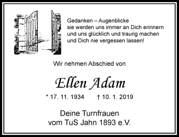 Traueranzeige von Ellen Adam von trauer.extra-tipp-moenchengladbach.de