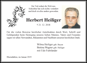 Traueranzeige von Herbert Heiliger von trauer.extra-tipp-moenchengladbach.de