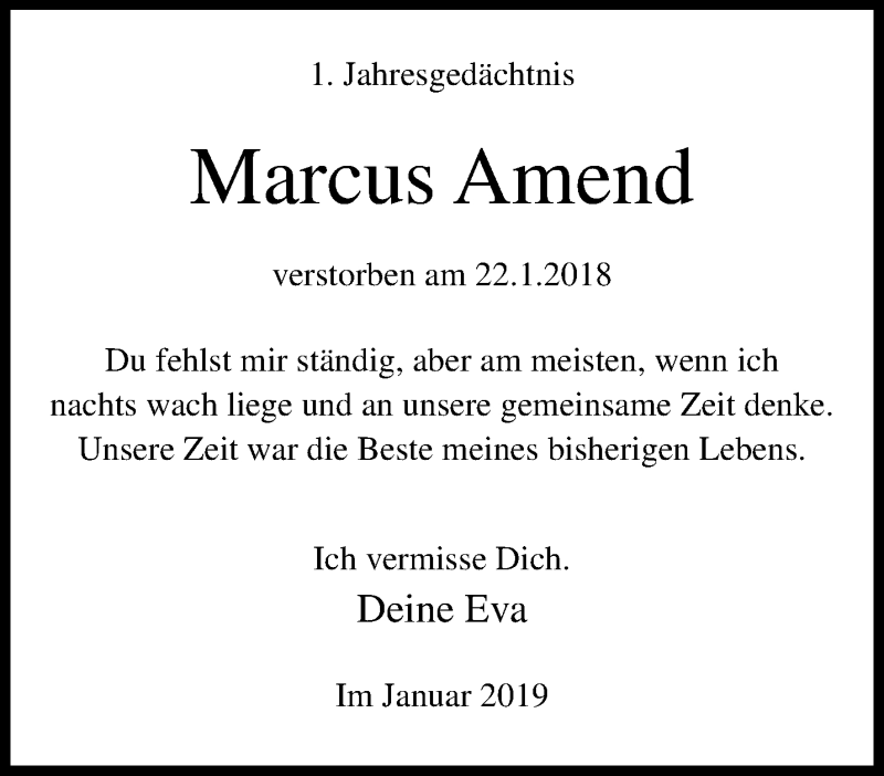  Traueranzeige für Marcus Amend vom 20.01.2019 aus trauer.mein.krefeld.de