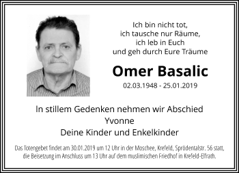 Traueranzeige von Omer Basalic von trauer.mein.krefeld.de