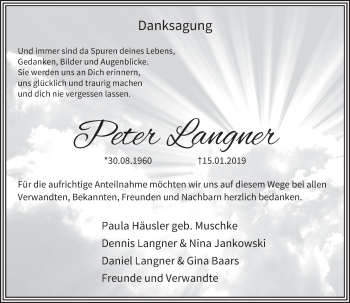 Traueranzeige von Peter Langner von trauer.stadt-panorame.de
